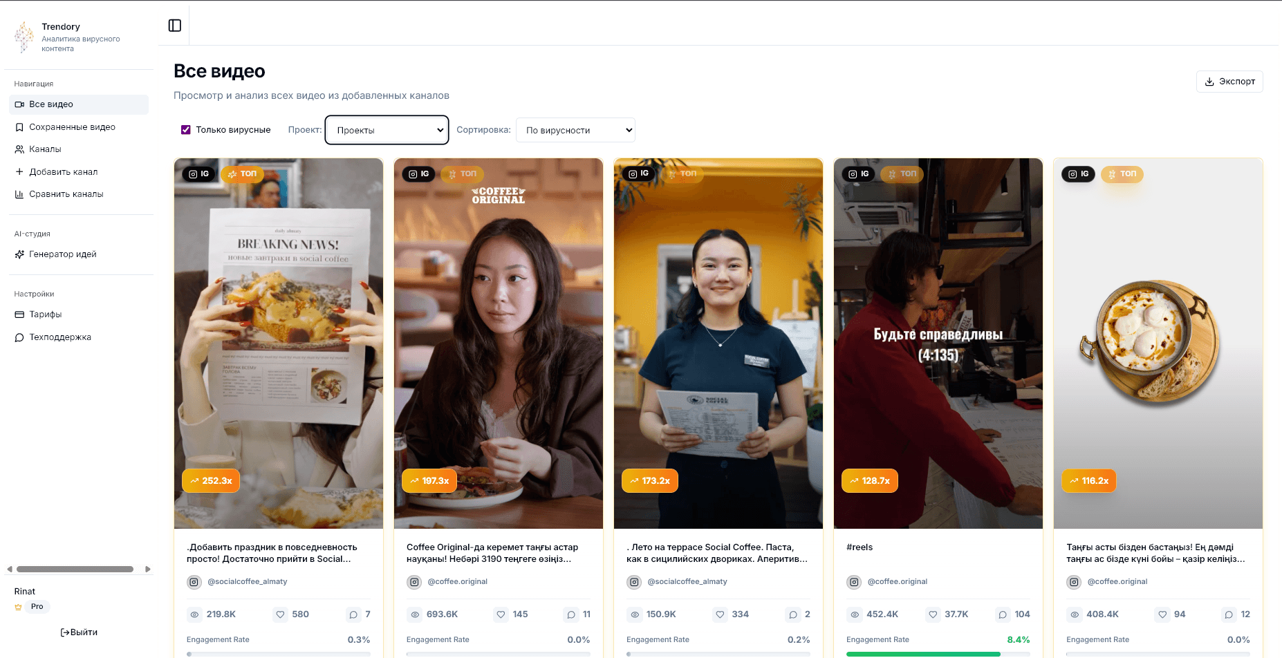 Trendory Product Interface